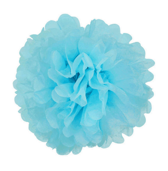 Light Blue Flower Paper Pompom (30cm) | Party Palace