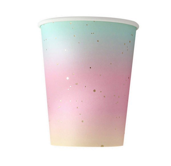 Ombre Pastel Rainbow Paper Cups (8 Cups) Party Palace