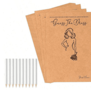 Kitchen Tea - Guess the Dress Cards with Pencils (10 Cards)