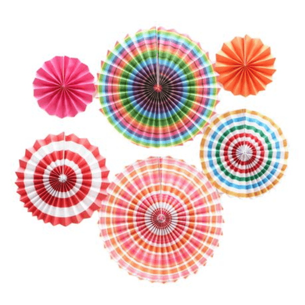 Paper Fan Decoration Set - Stripes (Bright), Paper Fan Decoration Set – Stripes (Bright)