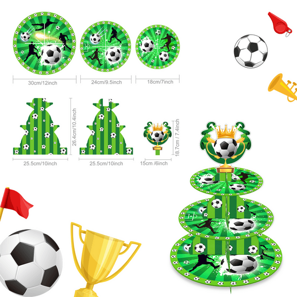 Kids Birthday Party 3 Tier Cupcake Stand - Soccer, Kids Birthday Party 3 Tier Cupcake Stand – Soccer