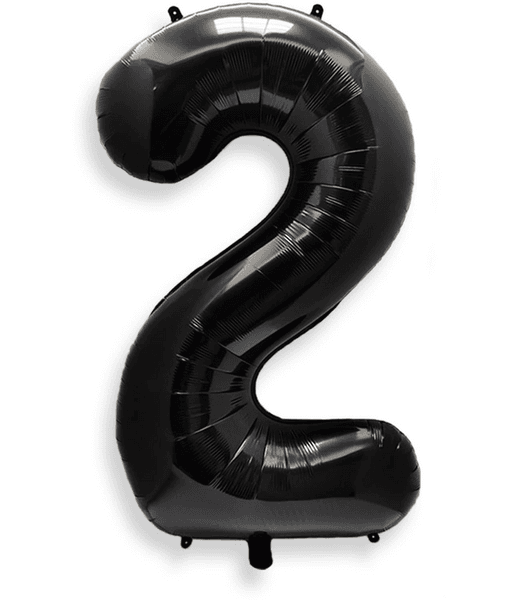 Large Number 2 Foil Balloon - Black, Large Number 2 Foil Balloon – Black
