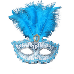 Masquerade Mask - Top Feather - Blue