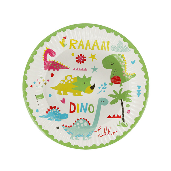Green Dinosaur Small Paper Plates (12 Plates), Green Dinosaur Small Paper Plates (10 Plates)