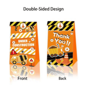 Party Favor Bags with Stickers - Construction Theme - 12 Bags