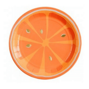 Orange Round Fruit Paper Plates Large (8 Plates)
