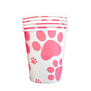 Pink Paw Themed Paper Cups (10 Cups)