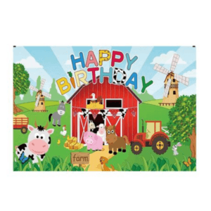 Small Kids Birthday Party Table and Photography Backdrop - Red Farm