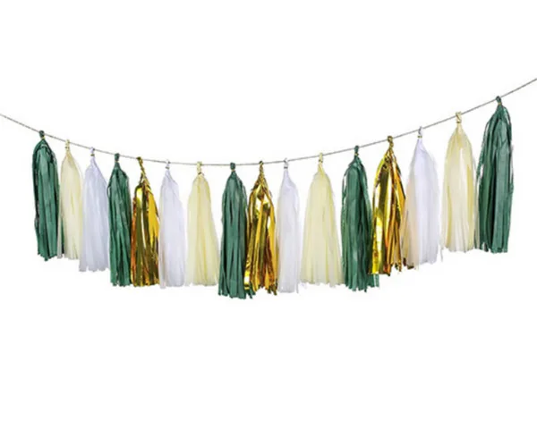 White 4 Colors Paper Tassels Garland, White 4 Colors Paper Tassels Garland