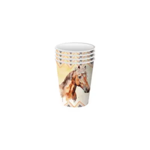 Horse and Flower Themed Paper Cups (10 Cups)