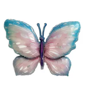 Pastel Pink and Blue Foil Butterfly Balloon