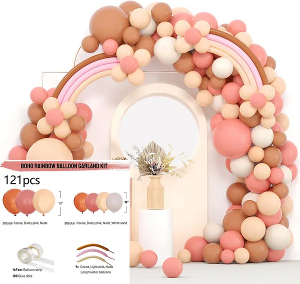 Boho Rainbow Balloon Arch Set, Boho Rainbow Balloon Arch Set