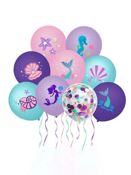 Latex Mermaid Balloon Set - 9 Balloons, Latex Mermaid Balloon Set – 9 Balloons