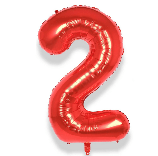 Large Number 2 Foil Balloon - Red, Large Number 2 Foil Balloon – Red