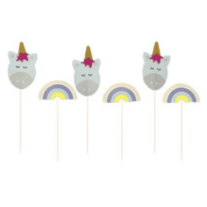 Unicorns and Rainbows Cupcake Toppers - 6 Toppers