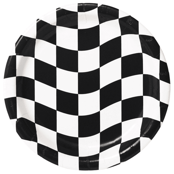 Checkered Flag Print Large Paper Plates (10 Plates), Checkered Flag Print Large Paper Plates (10 Plates)