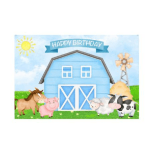 Small Kids Birthday Party Table and Photography Backdrop (Farm Barn Plain)