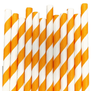 Orange Striped Paper Straws (25 Straws)
