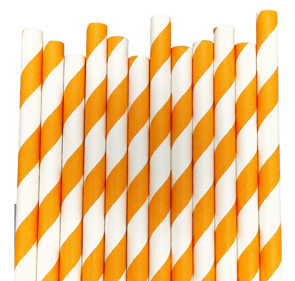Orange Striped Paper Straws (25 Straws), Orange Striped Paper Straws (25 Straws)