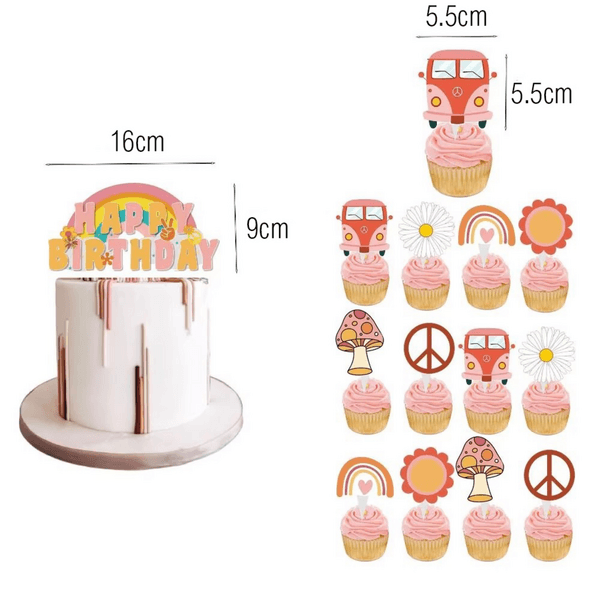 Hippie Party Decoration Set, Birthday Party Decoration Set – Pastel Groovy Hippie Theme