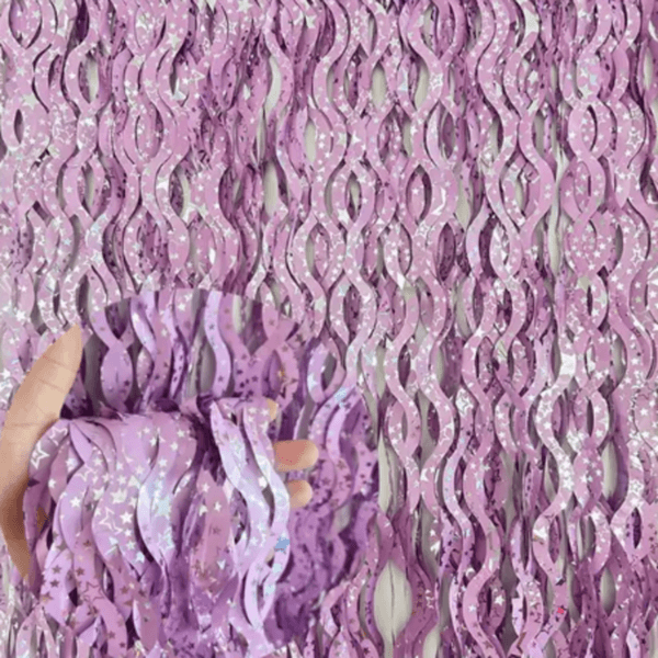 Swirly Foil Birthday Party Table and Photography Backdrop - Pink/Purple, Swirly Foil Birthday Party Table and Photography Backdrop – Pink/Purple