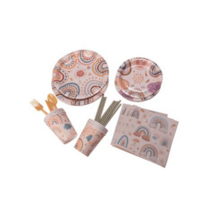 Party Paper Tableware / Cutlery Set - Rainbow Theme (Set of 8)