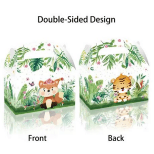 Party Favor Boxes - Greenery Wild Animals Theme - 12 Boxes