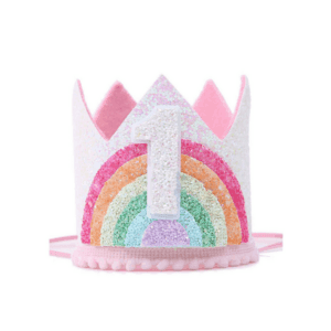 Pink One Year Old Rainbow Crown