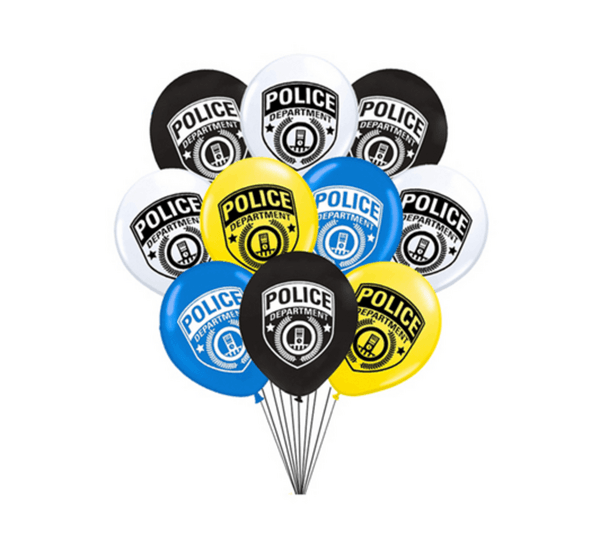Police Print Latex Balloons Set - 10 Balloons, Police Print Latex Balloons Set – 10 Balloons