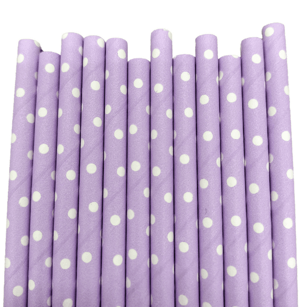 Lilac Dots Paper Straws (25 Straws), Lilac Dots Paper Straws (25 Straws)
