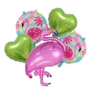 Tropical Flamingo Foil Balloon Set - 5 Balloons