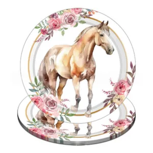 Horse and Flower Themed Large Paper Plates (10 Plates)