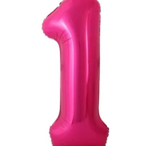 Large Number 1 Foil Balloon - Hot Pink