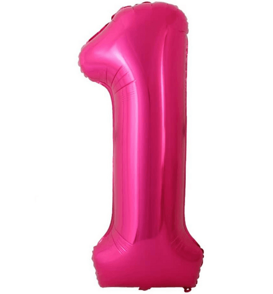 Large Number 1 Foil Balloon - Hot Pink, Large Number 1 Foil Balloon – Hot Pink
