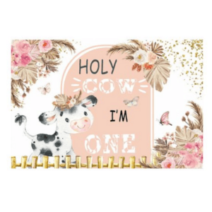 Kid's Birthday Party Table and Photography Backdrop - Cow Farm One-Year-Old
