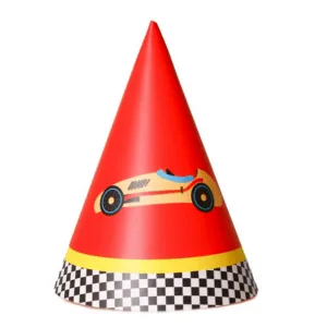 Retro Race Car Party Hats (5 Hats) - Red