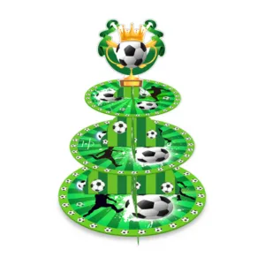 Kids Birthday Party 3 Tier Cupcake Stand - Soccer