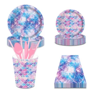 Party Paper Tableware / Cutlery Set - Mermaid Theme 2 (Set of 8)