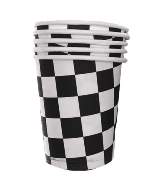 Checkered Flag Print Paper Cups, Checkered Flag Print Paper Cups (10 Cups)