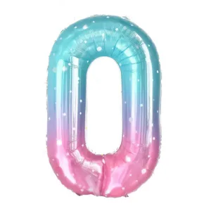 Large Number 0 Foil Balloon - Ombre