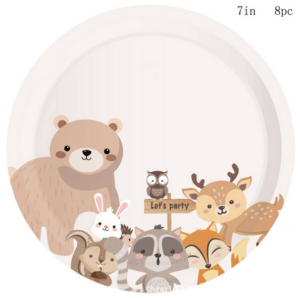 White Woodland Small Paper Plates (8 Plates)