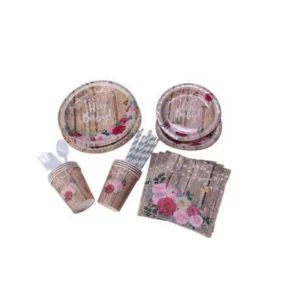 Party Paper Tableware / Cutlery Set - Hey/Oh Baby Flowers Theme (Set of 8)