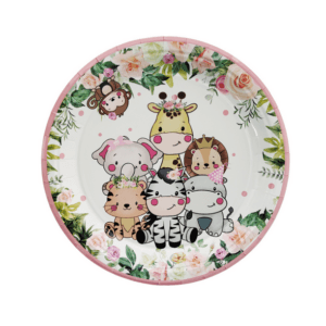 Pink Safari Large Paper Plates (10 Plates)