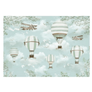 Small Kids Birthday Party Table and Photography Backdrop - Hot Air Balloon