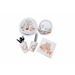 Party Paper Tableware / Cutlery Set - Woodland Animal Theme (Set of 8)