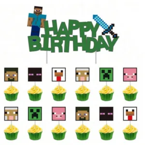 Minecraft Themed Cake and Cupcake Toppers (Set of 13)