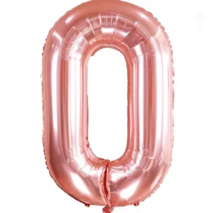 Large Number 0 Foil Balloon - Rose Gold