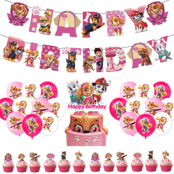 Paw Patrol Themed Party Decoration Set - Pink, Paw Patrol Themed Party Decoration Set – Pink