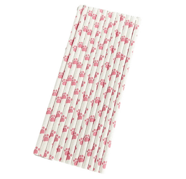 Paw Print Paper Straws, Paw Print Paper Straws