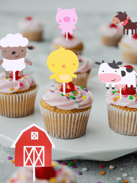 Farm Theme Cupcake Toppers - 12 Toppers, Farm Theme Cupcake Toppers – 12 Toppers